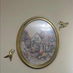 Blue Abstract Canvas Art with Geometric Decals